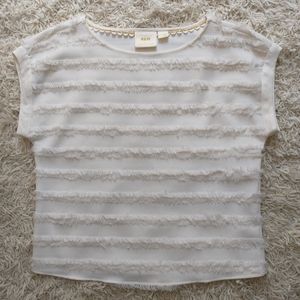 Anthropologie Maeve ivory eyelash texture striped top; size 6